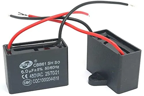 Fasizi 2 Stück CBB61 6uF 450V AC 50/60Hz Klimaanlage Lüftermotor Laufkondensator