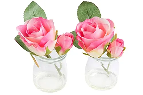 Botanic-Haus künstliche Rose im Glas (2 Stück) (pink)