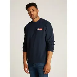 TOMMY JEANS Dunkelblaues Sweatshirt in Größe XL für Herren - Herren plussize Sweatshirt von TOMMY JEANS, aus 100% Baumwolle, mit lockerem Schnitt und Rundhalsausschnitt – ideal für lässige Looks und Komfort.