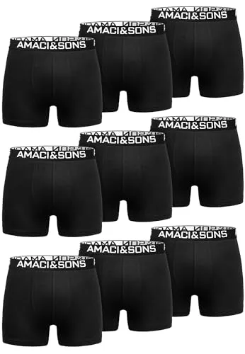 Amaci&Sons Herren Boxershorts Baumwolle 9er Spar-Pack Männer Unterhose Unterwäsche 9x9005 Schwarz/Schwarz XXL