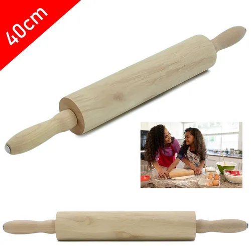 Teigrolle 40cm Backrolle Ausroller Pizza Teigroller Nudelholz Nudelrolle Holz