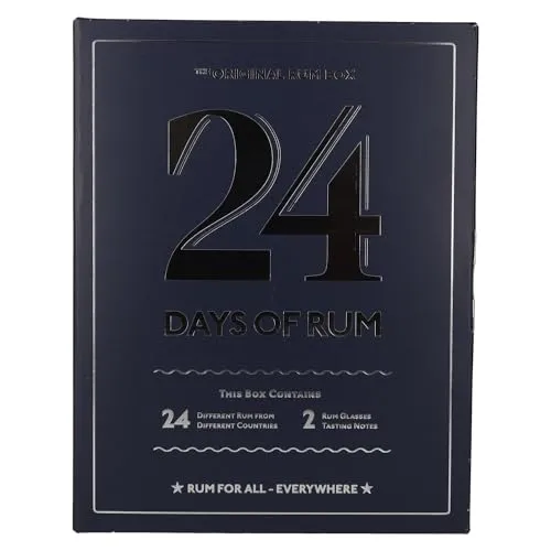 24 DAYS OF RUM The Original Rum Box Blue Edition 42,5% Vol. 24x0,02l in Geschenkbox mit 2 Nosing Gläsern 1423