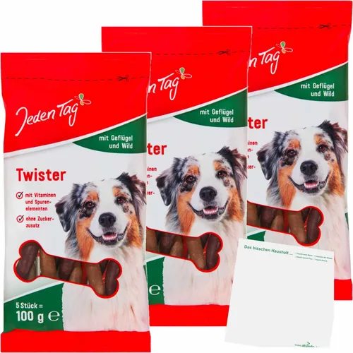 Jeden Tag Hund Twister Geflügel und Wild 3er Pack 3x100g Packung usy Block