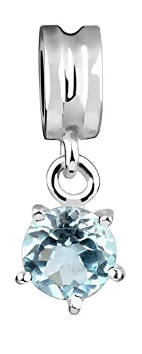 Nenalina Blauer Topas Bead blau in 925 Sterling Silber - Bead Charms für Damen, handgearbeitet aus hochwertigem 925er Sterlingsilber, kompatibel mit allen gängigen Beadarmbändern, ideal als Geschenk für besondere Anlässe.
