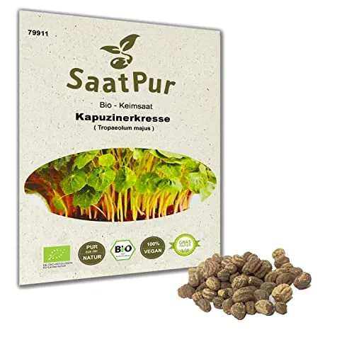 Bio Sprossen Samen Kapuzinerkresse - 100% Bio Keimsprossen - Microgreens mit hoher Keimkraft - Sprossensamen für Sprossenglas & Keimschale - Lebensmittel Qualität