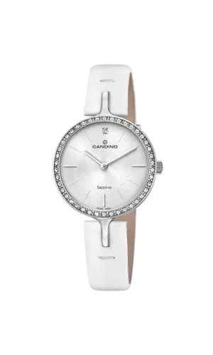 Candino Damen Quarzuhr C4651/1 - Elegante Fashion Uhr mit Lederarmband - Armbanduhren für Damen, elegante Quarzuhr mit flachem Gehäuse (6,9mm) und wasserdicht bis 50m - ideal für stilbewusste Frauen.