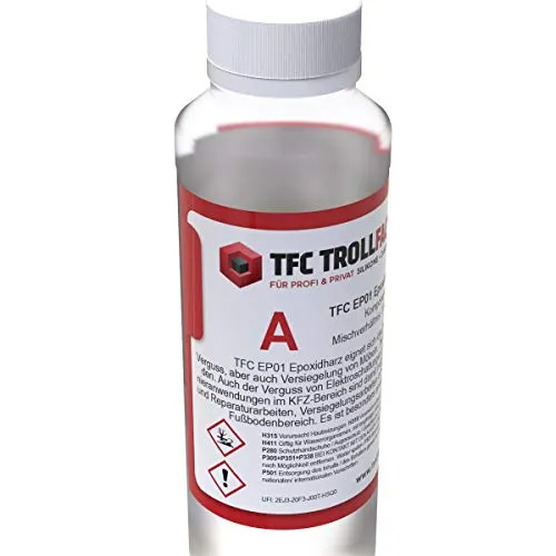TFC Troll Factory EP01 Epoxidharz mit Härter I 290g Set (200g+90g) I Set A und B I Dünnschicht Vergussharz