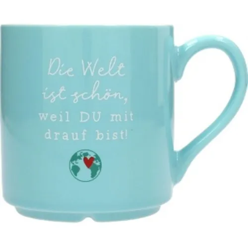 Depesche Porzellanbecher Die Welt ist schön, weil du mit drauf bist, 270 ml
