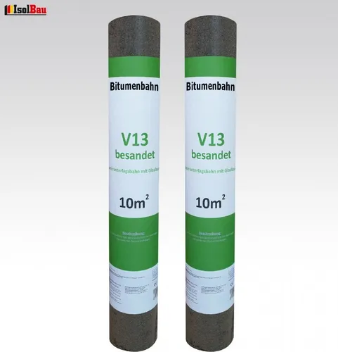 Isolbau Dachpappe V 13 besandet mit Glasvlieseinlage 20 m2 2 Rollen Dachbahn Glasvlies Bitumen