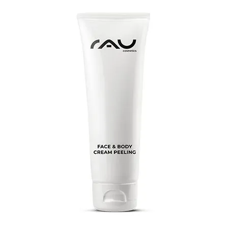 RAU Cosmetics Face & Body Cream Peeling 75 ml - Peeling für Gesicht & Körper mit Mandelöl, Allantoin & Panthenol. Für eine sanfte Regeneration und strahlend glatte Haut. Ideal für normale und Mischhaut.