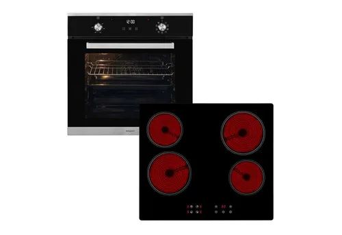 exquisit Induktions Herd-Set Herd Set Backofen Heißluft autarkes Induktions-Kochfeld rahmenlos, mit 1-fach-Teleskopauszug