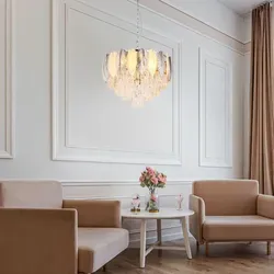 Pendellampe Hängelampe LUSTER DALTON METALL VERCHROMT - Elegante Esstischleuchte mit verchromtem Metall und klaren Acrylkristallen, die für eine stilvolle Beleuchtung sorgt und eine besondere Atmosphäre schafft.