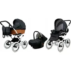 Babylux® Classic White | 3in1 Kinderwagen Set | White Dots | Kombikinderwagen | Kinderwagenset |