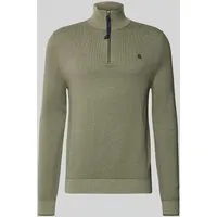 LERROS Herren Stricktroyer in nordic olive - Herren-Pullover aus 100% Baumwolle mit sportiver Melange-Optik und schmaler Rippstruktur. Bequemer Troyerkragen für lässigen Style im Alltag.
