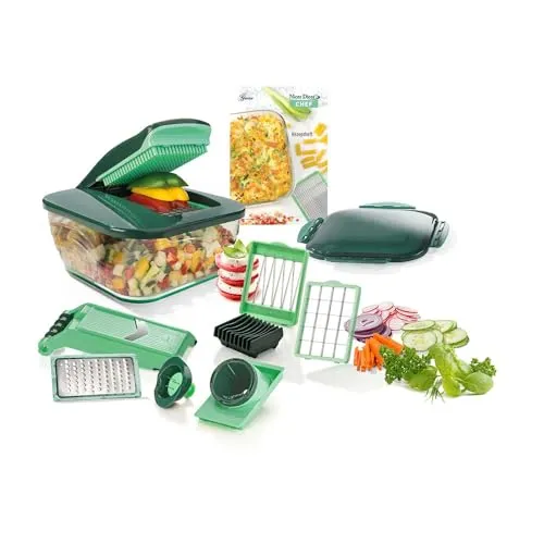 Genius Nicer Dicer Chef - 15-teiliges Obst- und Gemüseschneider-Set, vielseitig und ideal für gesunde Ernährung mit Perfect Cut-Funktion