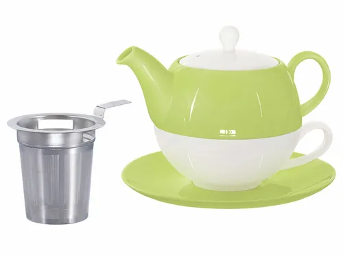 Buchensee Tea for one / Teeset Lena, Teekanne 500ml mit Sieb in grün, Porzellan