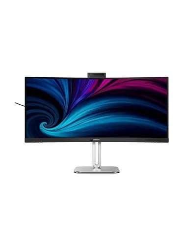 PHILIPS 34B2U6603CH - 34 Zoll WQHD Curved Monitor, höhenverstellbar mit 5 MP Webcam und Noise Cancellation, ideal für professionelles Arbeiten