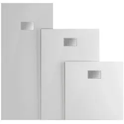 WITEN&NOCK Duschwanne Superflach SMC Duschtasse, Antirutsch, weiß/schwarz, Maße 80-180cm, rechteckig, SMC, mit eine Edelstahl-Abflussrinne weiß rechteckig | 100 cm x 3.2 cm x 90 cm