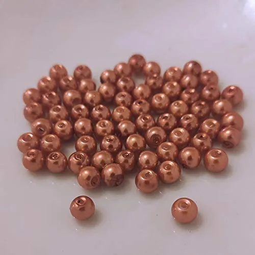 Kopper-24 (4 mm/Rosegold) Glasperlen - Bastelperlen aus Glas rund - 30 Farben mit Loch Perlen zum Basteln auffädeln Armbänder Traumfänger bunt Set DIY mini kleine große Kinder Bastelperlen Schmuck
