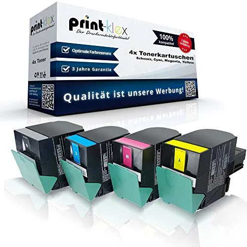 4X Print-Klex Tonerkartuschen für Lexmark CX310 Series - Kompatible Tonerkartuschen im 4er Sparset für Lexmark CX310, CX410 und CX510. Hochwertige Eco Pro Serie für brillante Ausdrucke und einfache Handhabung.