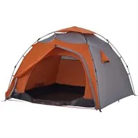 vidaXL Kuppel-Campingzelt für 4 Personen - Grau und Orange mit Quick-Release - Campingzelt für 4 Personen, wasserdicht und winddicht, mit schnellem Aufbau dank Quick-Release-System. Ideal für komfortable Abenteuer in der Natur.