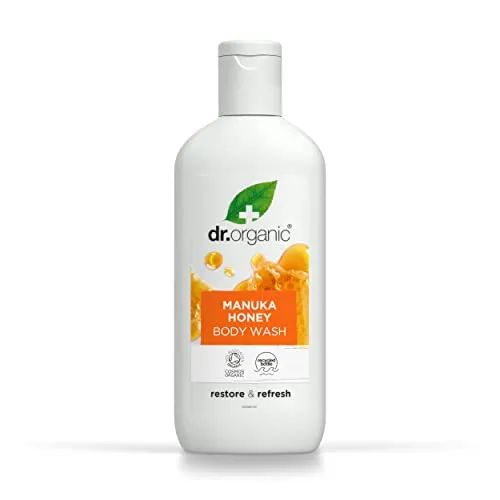Dr Organic Manuka-Honig Körperwaschgel, Duschgel, Trockene Haut, Für Männer und Frauen, Natürlich, Vegetarisch, Tierversuchsfrei, Paraben- & SLS-frei, Zertifiziert Bio, 250ml