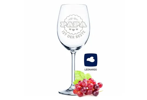 GRAVURZEILE Rotweinglas Leonardo Weinglas mit Gravur Papa ist der Beste, Glas, graviertes Geschenk für Papa zum Vatertag