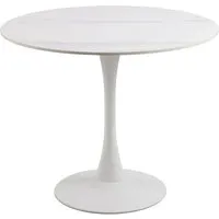 ebuy24 Esstisch Malta 90x90 cm - Eleganter runder Tisch in Weiß - Esstisch Malta 90x90 cm, ideal für kleine Räume. Mit zeitlosem Design und elegantem Sockel für stilvolle Abendessen mit Familie und Freunden.