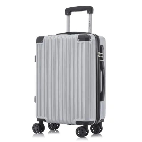 YONSLY Trolley Reisekoffer M, Silber – Handgepäck mit 4 Rollen - Robuster Hartschalenreisekoffer mit 360°-Rollen für mühelose Mobilität und einem sicheren Zahlenschloss. Ideal für Reisen und den täglichen Gebrauch – leicht, langlebig und komfortabel.