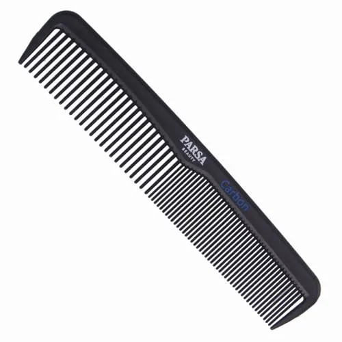 PARSA Beauty Carbon Frisierkamm Professional Styling Antistatik für alle Haartypen Carbon Kamm robust langlebig entwirrt Haare Bartpflege Kamm 2-in-1 Zahnung kompakt für unterwegs hitzebeständig