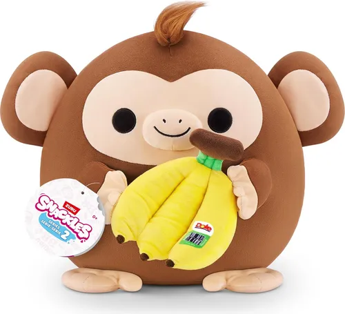 ZURU 77573L Snackles Affe mit Dole-Banane (35 cm) - Kuscheltiere, weiches Plüsch und Lieblingssnack für knuddelige Abenteuer – entdecke die Sammelreihe der Snackles!