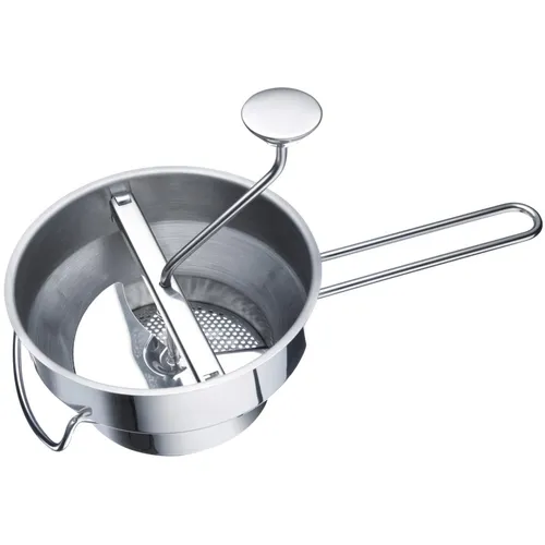 Westmark Passiermaschine - Edelstahl mit 3 Lochscheiben - Entsafter für schnelles Passieren, Pürieren und Entsaften von Obst und Gemüse. Ideal für Babynahrung, mit leichter Handhabung durch Kurbel und auswechselbare Lochscheiben.