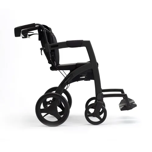 Rollz Motion 2.1 Rollator und Rollstuhl in Matt Black - Behinderten-Bedarf: Der Rollz Motion 2.1 bietet eine mühelose Umwandlung in einen Rollstuhl und hohen Fahrkomfort mit verstellbaren Griffen und stoßdämpfenden Reifen.