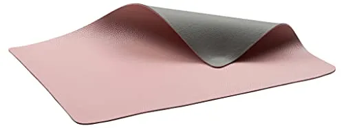 BITZ Tischset, Platzset in Leder-Look, Abwaschbar, 46 x 33 cm, 4er-Set, Grau/Hellrot