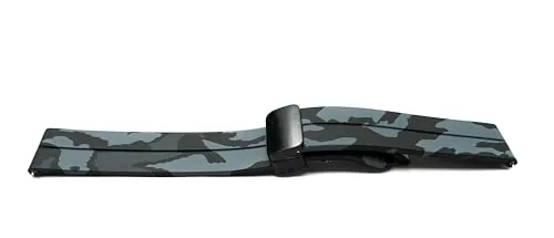 Produktbild System-S Armband 20 mm aus Silikon mit Kippfaltschließe für Smartwatch mit Tarn Aufdruck in Schwarz