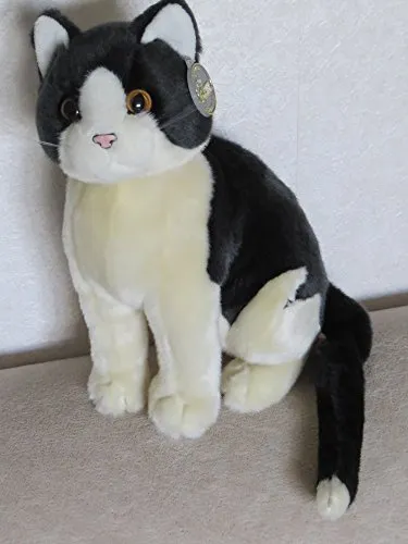 Förster Stofftiere Katze schwarz/altweiß sitzend 30cm - Kuschelige Katze aus Plüsch, 30 cm groß, pflegeleicht und waschbar – ideal zum Spielen und Kuscheln.