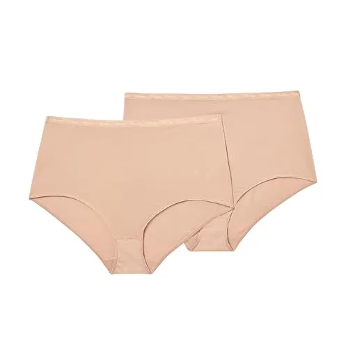 Playtex Slip für Damen, Maxi, Bio-Baumwolle, Ultra-Comfort x2 Beige XL