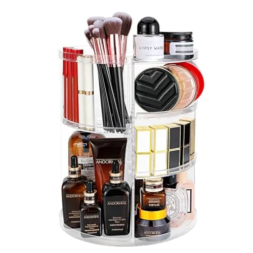 Make Up Kosmetik Organizer, Beauty, 7 Verstellbare Ebenen Große Kapazität Makeup Organizers, 360° Drehbar, Schmink Aufbewahrung Kosmetikbox für Dresser Badezimmer Schlafzimmer, Transparent