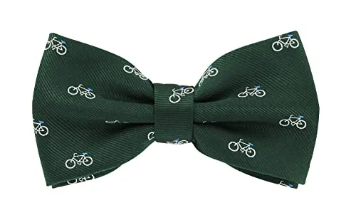 axy Edle Herren Fliege Schleife - Motiv Fahrrad, bereits gebunden, Konfirmation verstellbar mit Geschenkbox (Fahrrad Grün)
