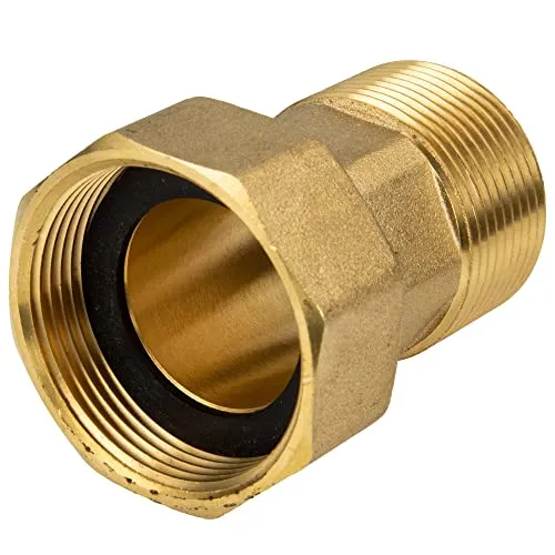 tecuro Wasserzähler Verschraubung 2 Zoll Überwurfmutter x 1 1/2 (6/4) Zoll AG, Messing blank