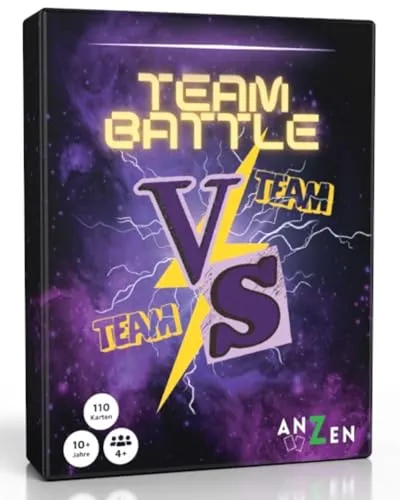 TEAMBATTLE - Das Partyspiel Team vs. Team | Kartenspiel mit 5 Kategorien | 10+ Jahre | 4+ Spieler | Spieleabend mit Freunden | Gesellschaftsspiele für Erwachsene & Kinder | Spiel für große Gruppen