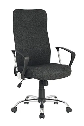 SixBros. Chefsessel Bürostuhl Schwarz - H-935-6/2163 - Bürostuhl mit hohem Sitzkomfort, stufenlos höhenverstellbar und drehbar. Robuster Bezug aus 100% Polyester, ideal für jedes Büro und belastbar bis 120kg.