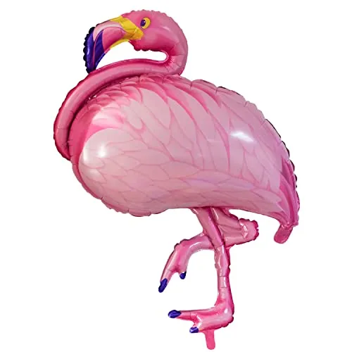 Flamingo Folienballon 100 x 80 cm - für Hawaii Garten-Party XXL Luftballon/Ballon Partydeko/Deko/Dekoration Tropical Geburtstag Hawaiian JGA Kindergeburtstag Mädchen Kopper-24 - Beine pink