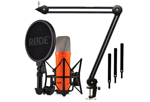 RØDE Mikrofon Rode Mikrofon NT1 Signature Orange mit Gelenkarm Schwarz (20 Hz - 20 kHz), Vorteils-Set mit Gelenkarm Schwarz