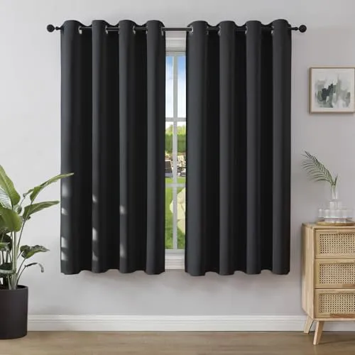 Joydeco Blickdichte Vorhänge mit Ösen 2er Set in schwarz von Joydeco