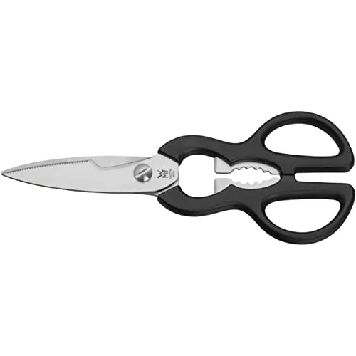 WMF Küchenschere 21 cm - Universalschere mit Sägeschliff - Schneidgeräte: Hochwertige Küchenschere aus rostfreiem Edelstahl mit ergonomischen Griffen und integriertem Flaschenöffner – ideal für präzises Schneiden und vielseitige Nutzung in der Küche.