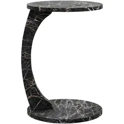 en.casa Beistelltisch »Holeby« C-Form mit 4 Rollen - Ablagetisch in Marmoroptik, schwarz. Der mobile Beistelltisch mit C-förmigem Design passt perfekt unter Sofas und bietet vielseitige Nutzungsmöglichkeiten in jedem Raum.