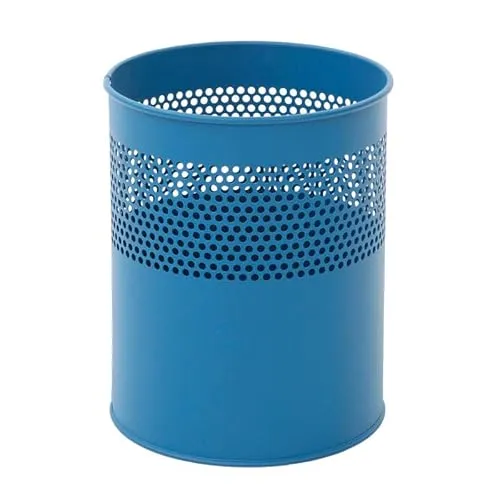 PROREGAL® Papierkorb 10L - Runder halbperforierter Metallkorb in Blau - Praktischer 10L Papierkorb aus Metall, ideal für Büro und Zuhause. Mit einem modernen Design und robustem Material sorgt er für Ordnung und Stil.