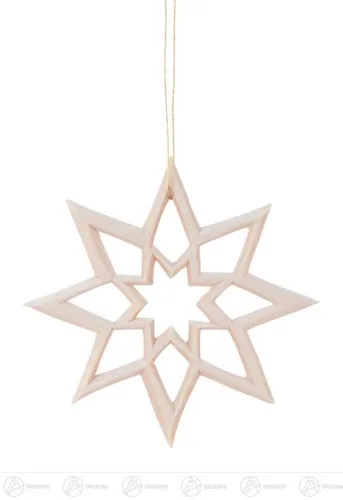 Baumschmuck Behang Stern geschnitzt - Erzgebirge 10 cm - Christbaum- & Feiertagsschmuck, handgefertigter Holzstern aus dem Erzgebirge, ideal für eine festliche Weihnachtsdekoration.