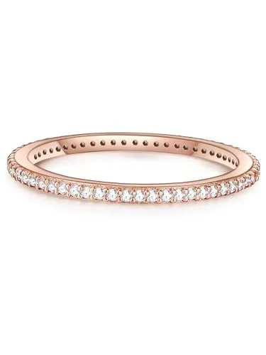 GLANZSTÜCKE MÜNCHEN Damen-Ring - Rosévergoldeter Sterling Silber Ring mit Zirkonia - Eleganter Damenring aus rosévergoldetem Sterlingsilber, perfekt als Verlobungsring oder Beisteckring. Funkelnde Zirkoniasteine machen ihn zum idealen Schmuckstück für besondere Anlässe.